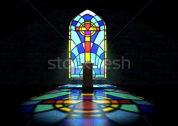 ステンドグラス ウィンドウ 教会 古い インテリア 日光 ストックフォト © albund