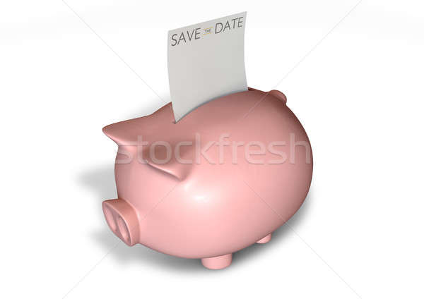 Piggy Bank Save The Date Note Stock photo © albund