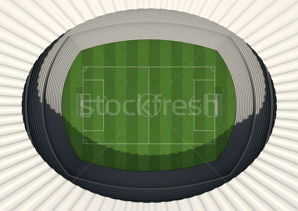 [[stock_photo]]: Football · stade · jour · objectifs · herbe · verte