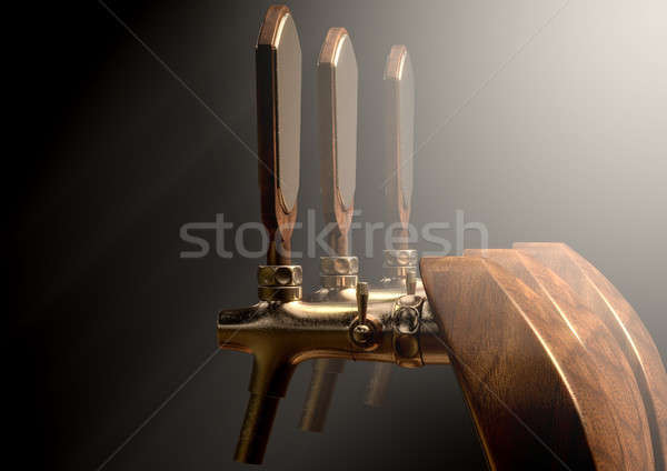 ビール タップ 木材 真鍮 孤立した ストックフォト © albund