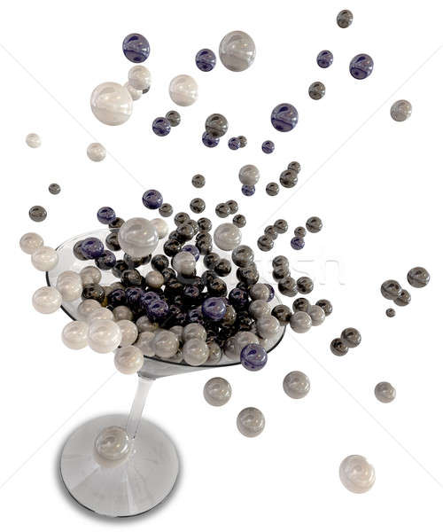 Martini Glass Splashing Glossy Spheres Stock photo © albund