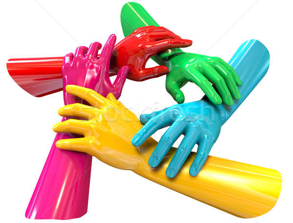 Hands Colorful Circle Holding Each Other Top Stock photo © albund