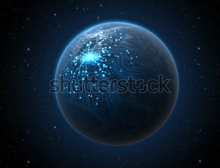 Planet With Illuminated Network Stock photo © albund