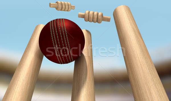 Cricket Ball Hitting Wickets Stock photo © albund