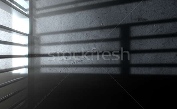 Cellule de prison ombres rendu 3d vue prison Photo stock © albund