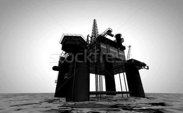 石油鑽機 視圖 出 海 孤立 商業照片 © albund
