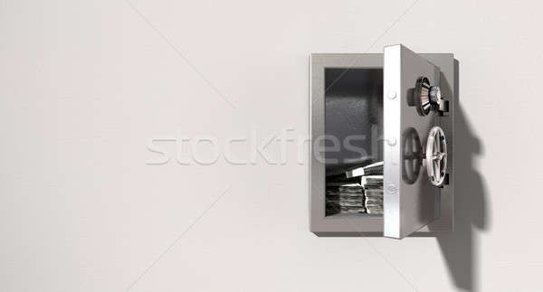 Open Safe On Wall With US Dollars Stock photo © albund