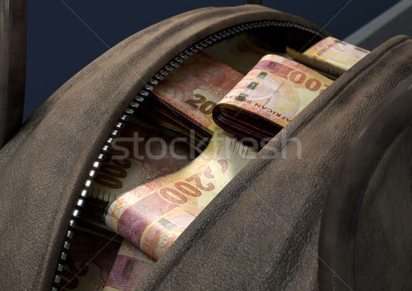 Illicit Cash In A Brown Duffel Bag Stock photo © albund