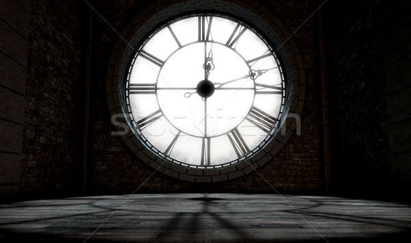 Antiken Uhr 3d render Innenraum Dachgeschoss Zimmer Stock foto © albund