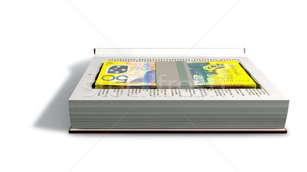 Stock photo: Concealed Australian Dollar Bank Notes In A Book Front