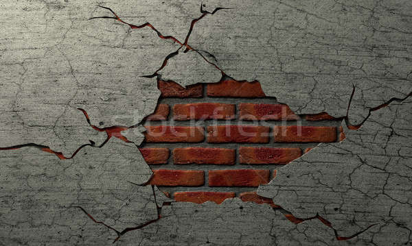 Stock photo: Cracked Brick And Plaster Wall