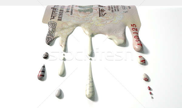Indian Rupee Melting Dripping Banknote Stock photo © albund
