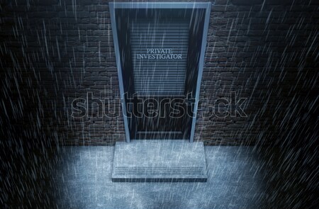 Stock photo: Private Eye Door Outside Rain