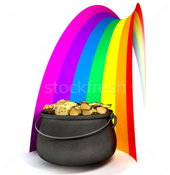 Pot O' Gold At The End Of A Rainbow Stock photo © albund