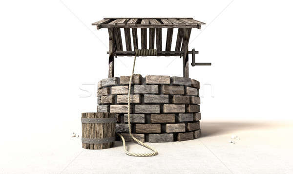Stock photo: Wishing Well With Wooden Bucket And Rope