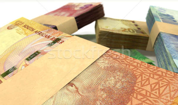 South African Rand Notes Bundles Stack Extreme Close Stock photo © albund
