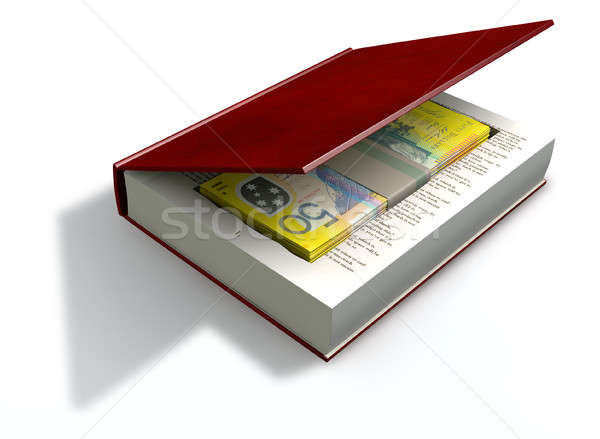 Concealed Australian Dollar Bank Notes In A Book Front Stock photo © albund