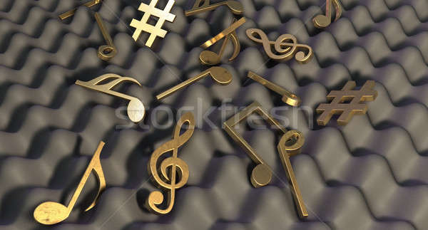 Stock photo: Sound Proof Foam And Musical Symbols
