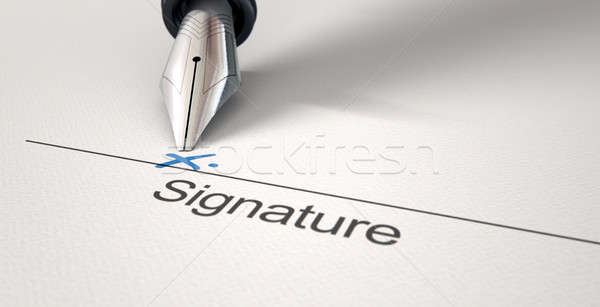 Signature X And Fountain Pen Stock photo © albund