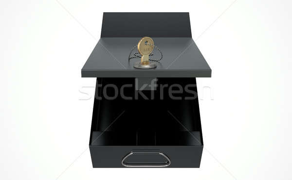 Stock foto: Schwarz · sicher · Depot · Feld · 3d · render · geöffnet