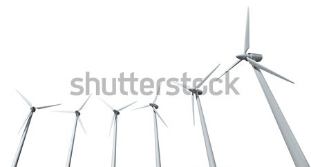 Windkraftanlage Array isoliert weiß Stock foto © albund