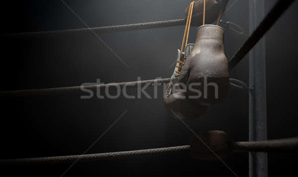 [[stock_photo]]: Vintage · boxe · coin · up · gants