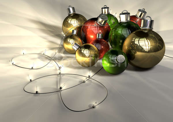 Christmas Baubles And Fairy Lights Stock photo © albund