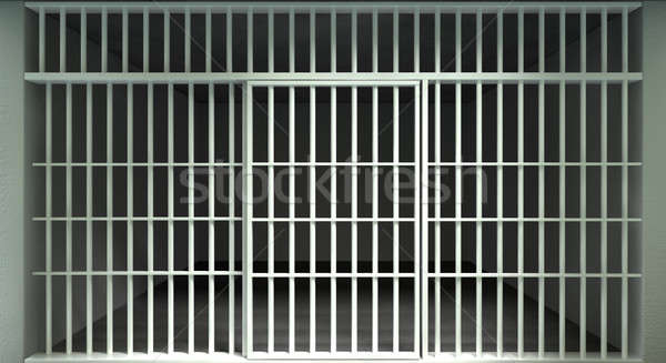 Fehér bár börtöncella elöl zárolt kilátás Stock fotó © albund