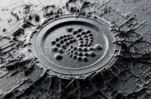 Mikroszkopikus közelkép fém felfelé űrlap szimbólum Stock fotó © albund