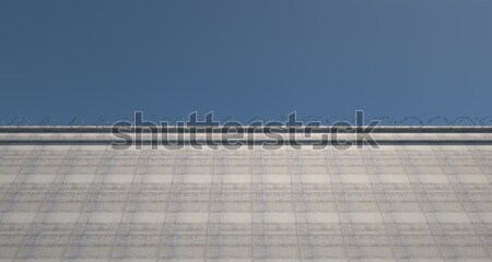 Ogromny wysoki bezpieczeństwa ściany 3d konkretnych Zdjęcia stock © albund