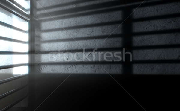 Gefängniszelle Schatten 3d render Ansicht Gefängnis Stock foto © albund