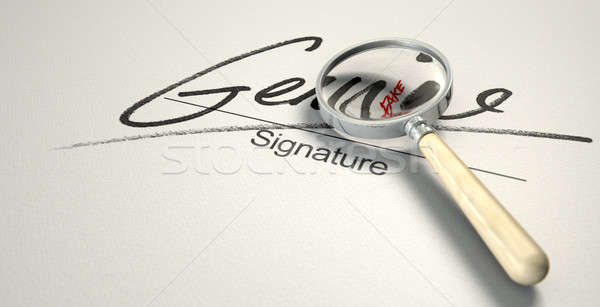 Genuíno falsificação assinatura enganoso branco Foto stock © albund