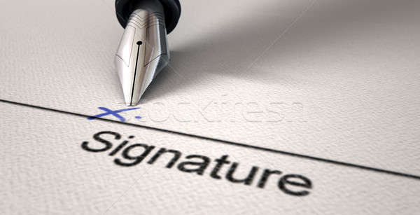 Signature X And Fountain Pen Stock photo © albund