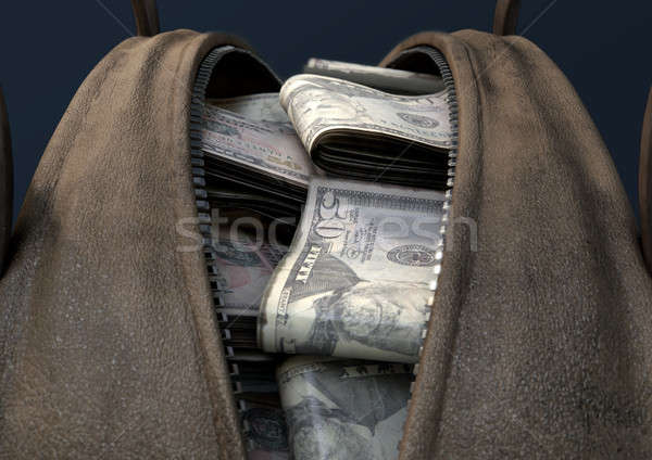 Illicit Cash In A Brown Duffel Bag Stock photo © albund
