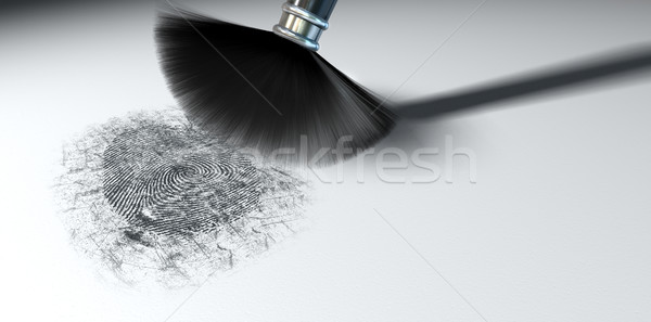 Impronte digitali bianco scena del crimine pennello nero polvere Foto d'archivio © albund