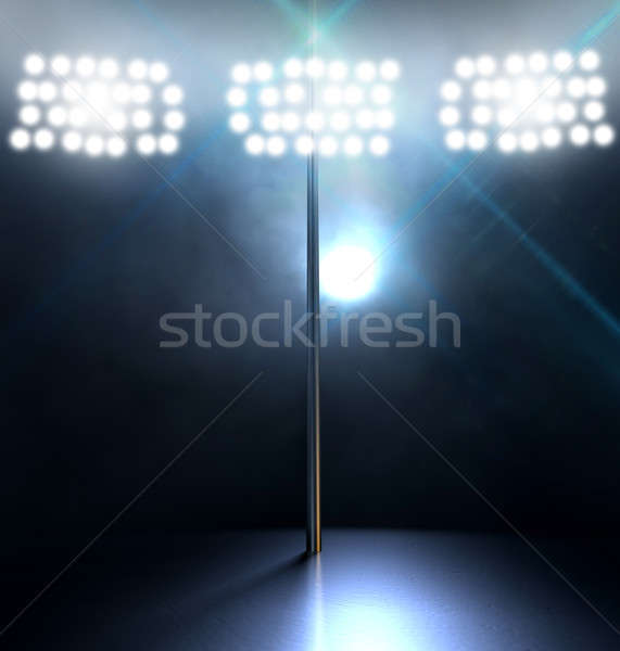 Sztriptíztáncos pólus izolált színpad reflektor sötét Stock fotó © albund