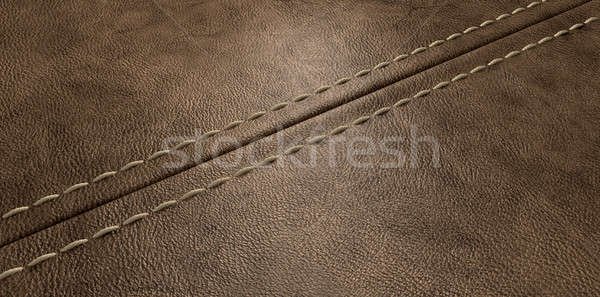 Brown Leather Stitched Seam Stock photo © albund