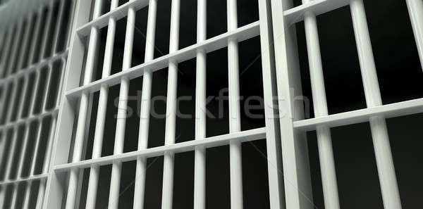 Stock photo: White Bar Jail Cell Perspective Locked