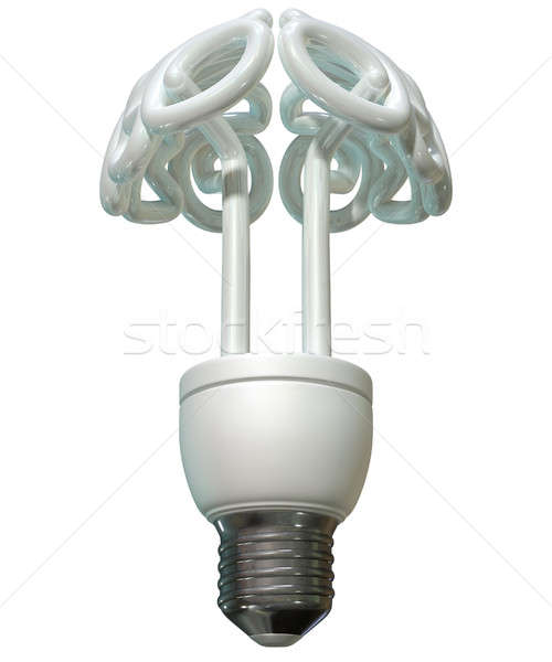 Brain Flourescent Light Bulb Stock photo © albund