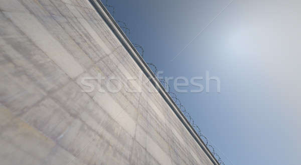 Riesige groß Sicherheit Wand 3d render konkrete Stock foto © albund