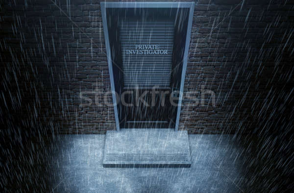 Porta fuori pioggia rendering 3d legno Foto d'archivio © albund