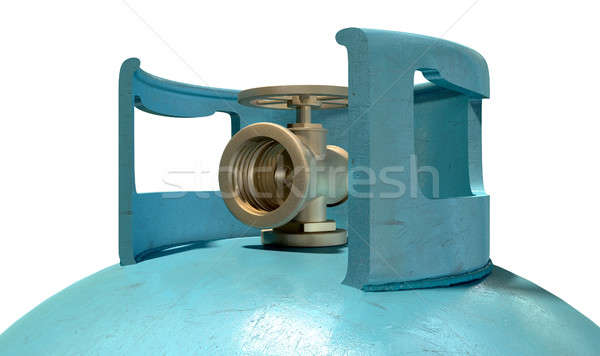 Gas cilindro válvula primer plano limpio azul Foto stock © albund