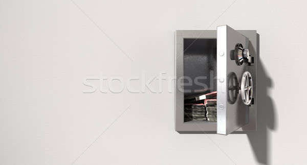 Open Safe On Wall With British Pounds Stock photo © albund