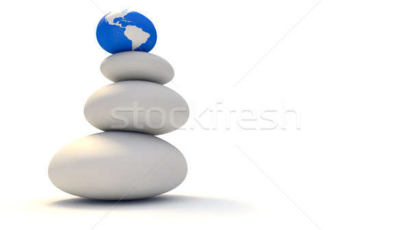 Zen stenen wereld wereldbol drie Stockfoto © albund