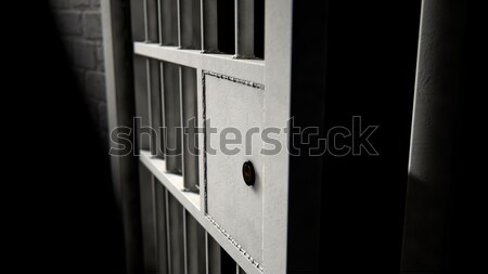 Stock photo: Jail Cell Door And Welded Iron Bars