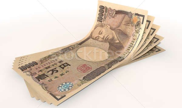 Yen banco notas grupo cinco japonés Foto stock © albund