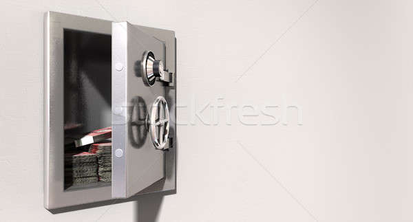 Open Safe On Wall With British Pounds Stock photo © albund