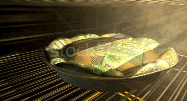 Australian Dollar Money Pie Baking In The Oven Stock photo © albund
