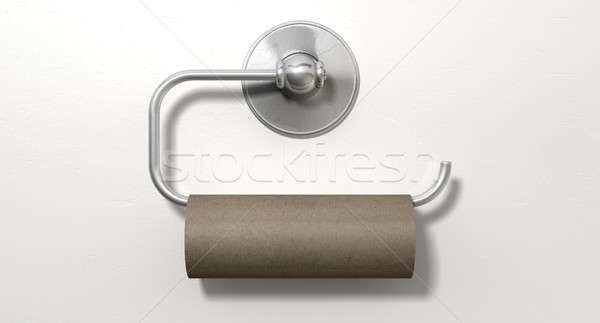 Empty Toilet Roll On Chrome Hanger Stock photo © albund
