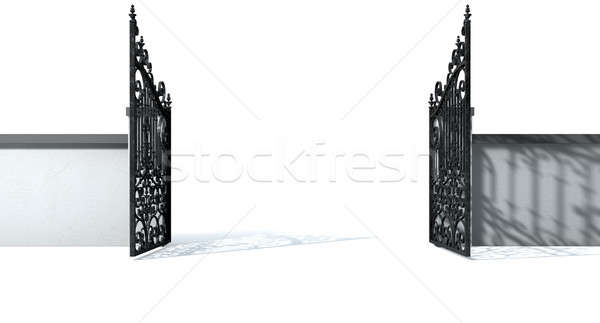 Open Ornate Gates And Wall Stock photo © albund